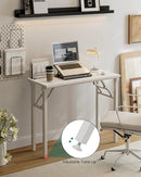 Frylr Small Folding Computer Desk – 35.8 Inch Portable Table for Craft and Study, Lightweight Desk for Small Spaces, Foldable Laptop Table Built-in AC/USB Outlets for Convenience, White by CozyNest Decor