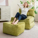 HIGOGOGO Square Stuffed Pouf Ottoman, Corduroy Poufs with Foam Chunk Filling, Furry and Fluffy Pouf Foot Stool Storage Ottoman, 21 X 21 Floor Poufs Foot Rest for Living Room, Green by CozyNest Decor