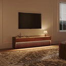 POVISON Fully-Assembled Mid Century Matte Sintered Stone TV Stand, 70.87" Wood Media Console with Adjustable LED Light, Entertainment Center with Storage for Living Room by CozyNest Decor
