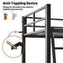 Twin Metal Loft Bed With L - Shaped Desk, Charging Station Loft Bed Frame Twin Size, Safety Guard & Ladder, No Box Spring Needed - Black