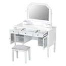 Elegant Makeup Vanity Desk With Adjustable Mirror And Storage And Construction - White by HouseOfZazla