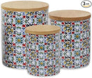 DII Kitchen Ceramics Collection Canister Set, Floral Tile, 3 Piece by CozyNest Decor