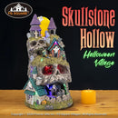 Skullstone Hollow Skull Theme Spooky Halloween Village Multi-Color LED Lights, Animated Motion and Music 7.75" x 7.5" x 13.5" by CozyNest Decor