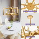 Modern Farmhouse Gold Chandeliers for Dining Room, 8-Light Industrial Metal Chandeliers Geometric Pendant Lights Kitchen Island for Entryway Stairway Foyer Hallway by CozyNest Decor