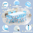 Kids Table and 6 Chairs Set with Graffiti Desktop, Toddler Furniture Set, Non-Slip, Table Children Study Desk, Dining Table, Height Adjustable Desk, Painting Desktop for Kids (47.2x23.6Inch) by CozyNest Decor