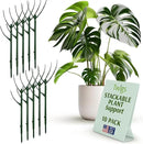Stackable Plant Support Stakes, Stem Holder Structure for Indoor & Outdoor Use, Garden Accessories for Climbing & Potted Plants, Trellis Alternative - Monstera (Dark Green), 10 Pack, 17" L