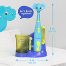 Brusheez Kids’ Electric Toothbrush Set - Safe & Effective for Ages 3+ - Parent Tested & Approved with Gentle Bristles, 2 Brush Heads, Rinse Cup, 2-Minute Timer, & Storage Base (Ollie The Elephant) by TinyTreasures Baby Boutique
