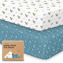 KeaBabies 2-Pack Organic Crib Sheets for Boys, Girls - 52x28 Fitted Crib Mattress Sheet Neutral, Breathable Jersey Cotton Cover for Baby Bed, Toddler Mattress, Soft & Cute Prints (Dragon Tale) by TinyTreasures Baby Boutique