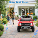 24V Ride on Car Licensed Ford F-150 Raptor, Kids Electric Car with Remote Control, LED Light/Music/MP3, Truck Bed Storage, 3-Point Seat Belt (24V, Red) by TinyTreasures Baby Boutique