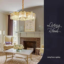 30.3“ Gold Semi Flush Mount Ceiling Light Fixtures, 8-Light Gold Modern Crystal Chandelier Height Adjustable Pendant Lighting for Bedroom Entryway Hallway Kitchen Island Living Room Foyer by CozyNest Decor