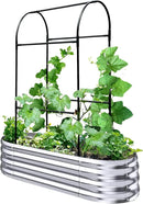 KING BIRD Raised Garden Bed with Arched Trellis Galvanized Planter Garden Box Outdoor for Gardening, Climbing Vegetables, Flowers 3.94x1.97x0.98 Ft, Silver by GreenHaven Gardens