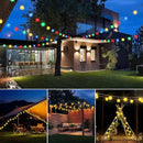 Solar Lantern String Lights Waterproof Outdoor, 40ft 40Led Warm White & Multi-Color Garden Lights Hanging Hemp Rope Nylon Lanterns with Remote, Timer for Yard, Balcony, Fences, Porch, Patio, Party by GreenHaven Gardens