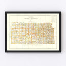 Vintage Map of Kansas 1876