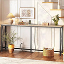 SUPERJARE 70 Inch Console Table with Outlets and USB-C Port, Extra Long Behind Couch Sofa Table with X-Shaped Design, Narrow for Entryway, Living Room, Metal Frame, Wooden Top, Grey Oak by CozyNest Decor