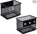 dedoot 2 Pack Magnetic Pen Holder, 3.45x2.3x2.6 Inch Magnetic Basket Locker Organizer Metal Mesh Pencil Memo Holder for Whiteboard, Fridge, Desk, Offices by CozyNest Decor