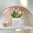 20pcs Pink Artificial Tulip Fake Flower 12.9 Inch Spring Mother's Day Easter Gift for Home Kitchen Wedding Decoration by CozyNest Decor