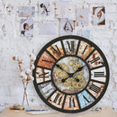 Unique Moving Gear Extra Large Wall Clock 21"-Battery Powered. Retro Industrial Steampunk Country Farmhouse Decor for Living Room, Kitchen,Bars, Restaurants, cafes, Offices(Black- 21") by CozyNest Decor