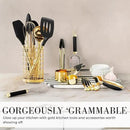 Black and Gold Kitchen Utensils Set - 23-Piece Luxury Kitchen Accessories Includes Gold Measuring Cups, Spoons, Silicone Cooking Utensils and Tools for Baking, Cooking, and Stylish Kitchen Decor by CozyNest Decor