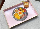 Large Pink Rectangular Decorative Tray – Plastic Serving Tray with Handles for Coffee Table, Ottoman, Living Room, 15.7” x 11.8” x 1.6 by CozyNest Decor