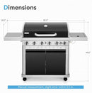 2 in 1 Propane Griddle Grill Combo, 6-Burner Propane Gas BBQ Combo Grill with Porcelain-Enameled Cast Iron Grates & Plate, 42,000 BTU with Side Stove for Outdoor Cooking Camping Patio Backyard by GreenHaven Gardens