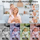 Upgrade Digital Camera, FHD 4K 44MP Autofocus Digital Point and Shoot Video Camera with 16X Zoom, 32GB SD Card, Compact Digital Camera Cheap for Teens Boys Girls Kids Pink Camera by TinyTreasures Baby Boutique
