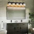 Modern Bathroom Vanity Light 5-Lights Plating Black Vanity Light Crystal Wall Light Bathroom Light Fixtures by CozyNest Decor