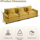 URRED Modular Sectional Sofa Comfy Cloud Couch, Modern Chenille Sofa Sleeper Deep Seat Couches with Ottoman/Pillows for Living Room (Yellow, 117'') by CozyNest Decor