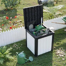 50 Gallon Deck Box Large Outdoor Storage for Patio Furniture,Outdoor Cushions,Garden Tools and Pool Supplies,Waterproof,Resin,Lockable(Black&White) by CozyNest Decor