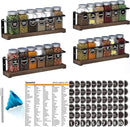 SpaceAid Spice Rack with 24 Spice Jars, 386 Spice Labels, Chalk Marker and Funnel, Wood Hanging Seasoning Shelf for Cabinet Door or Wall Mount (4 Pack) by CozyNest Decor