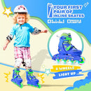 2PM SPORTS Inline Skates with Light Up Wheels, Roller Skates Blades for Boys Girls Kids Ages 5-8 8-12 4-6 6-12, Size Adjustable Beginner Blades Roller Skates by TinyTreasures Baby Boutique