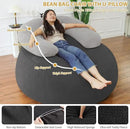 HABUTWAY Bean Bag Chair with U-Shaped Pillow for Adult and Kids Big BeanBag Chair with Filling Ultra Soft Teddy Fleece Couch Chair with Washable Cover for Living Room Bedroom, Dark Grey & Light Grey by CozyNest Decor