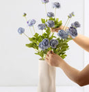 Artificial Silk Flowers Ranunculus Fake Flower 5 Pcs,Suitable for core Decoration,Wedding Floral Creation,Flower Arrangement DIY Project,Interior Decor（Blue） by CozyNest Decor