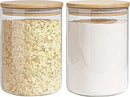 Glass Storage Jars Set Elegant Containers with Airtight Bamboo Lids, Perfect for Kitchen Organization - Flour, Rice, Pasta, Sugar, Coffee Beans, Accessories Included (2 packs(111oz)) by CozyNest Decor