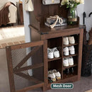 JXQTLINGMU 23" Farmhouse Hall Tree with Shoe Storage, Entryway Bench with 6 Cubbies, 5 Hooks & Barn Doors, Mudroom Coat Rack Cabinet, Brown by CozyNest Decor