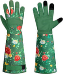 DLY Gardening Gloves,Leather Rose Gloves,Women's Long Gardening Glove for Work and Yard Work,Durable and Comfortable(Medium, Green by GreenHaven Gardens