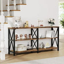LVB Rustic Console Table, Industrial Wood Metal Sofa Table Behind Couch, Farmhouse Long Entryway Table with Storage Shelf, Large Wooden Foyer Hallway Table for Entry Living Room, Rustic Brown, 63 Inch by CozyNest Decor