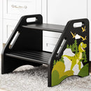 AMBIRD Toddler Step Stool, Dinosaur Wooden Two Step Stool for Kids with Non-Slip Pads, Portable Potty Training Stool with Handles for Bathroom, Sink, Kitchen, Bedroom by TinyTreasures Baby Boutique