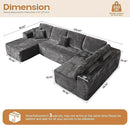 Cloud Sectional Couches for Living Room,U Shaped Modular Sofas No Assembly,133x68 Inches Plush Corduroy Oversized Floor Couch Set with Deep Seat Chaise,Grey by CozyNest Decor