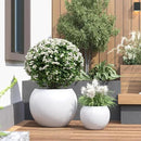 DTY Signature Mount Sherman Lightweight Durable Modern Fiberstone Sphere Planter for Indoor & Outdoor Drainage Hole & Rubber Plug Weather Resistant, 17" H x 21" Dia, 14.4" Opening - Large, White by CozyNest Decor
