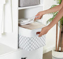 DECOMOMO White Storage Bins Fabric Storage Baskets for Shelves, Linen Closet Organization Toys Nursery (White Check, Large - 3 Pack) by CozyNest Decor