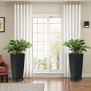FENCY Set of 2 Tall Planters for Outdoor Plants, 24 Inch Large Tapered Pots with Drainage Trays, Weather-Resistant Plastic Plant Containers for Patio, Porch, Garden, Front Door Decor,Black by CozyNest Decor