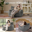 Giant Plush Bean Bag Chair for Adults with Armrests - Oversized Comfy Light Grey Beanbag Lounge Lazy Floor Sofa Accent Chair for Living Room, Bedroom & Dorm, Cozy Fluffy Single Cloud Mini Couch by CozyNest Decor