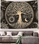 FORATER Tree of Life Tapestry Wall Hanging Sun Moon Stars Tapestries Aesthetic Galaxy Wall Tapestry Nature Home Decoration for Living Room Bedroom(61 x 82 Inch, Black and Gold) by CozyNest Decor