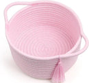 Empty Gift Basket – SweetMemo Mini Woven Rope Organizer Baskets for Gifting, Baby Shower, Desk, Makeup Brushes, Bathroom, Shelves – Small Decorative Storage Bin with Gift Bag & Ribbon – Blush Pink by CozyNest Decor