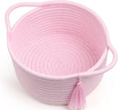 Empty Gift Basket – SweetMemo Mini Woven Rope Organizer Baskets for Gifting, Baby Shower, Desk, Makeup Brushes, Bathroom, Shelves – Small Decorative Storage Bin with Gift Bag & Ribbon – Blush Pink by TinyTreasures Baby Boutique
