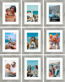 Vittanly 6x8 Picture Frames Set of 9, Shatter Resistant Plexiglass, Display 4x6 Pictures with Mat or 6x8 without Mat, Photo Frames for Wall or Tabletop, Engineered Wood, Grey by CozyNest Decor