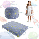 COMAX Kids Bean Bag Chair Turn into Beanbag Bed, Toddler Bean Chair for Girl Boy Sleeping, Lazy Children Bean Bags with Filler, Convertible Child Floor Mattress, Blue Universe by TinyTreasures Baby Boutique