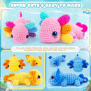 Crochet Kit for Beginners-3PCS Axolotl Crochet Kits for Adults Kids, Crochet Starter Kit with Step-by-Step Video Tutorials, Crochet Animals Kits DIY Craft Knitting Kit Learn to Crochet Kits for Adults by TinyTreasures Baby Boutique