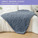 Bigacogo Chunky Knit Throw Blanket for Couch, 40x60 inches, 100% Hand Knitted with Thick Jumbo Chenille Yarn, Cozy Soft Large Rope Knot Cable Crochet Blankets for Sofa Bed Living Room, Cold Sea Blue by CozyNest Decor