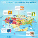 United States Puzzle 70 Pieces USA Map Floor Jigsaw Puzzles for Kids Ages 4-10, Jumbo Round US Geography Puzzle 50 States with Capitals Educational Learning Toys for Boy or Girl by TinyTreasures Baby Boutique